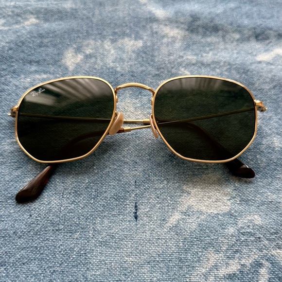Ray-Ban Gold Hexagonal Sunglasses with Black Case - Picture 2 of 5